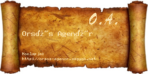 Orsós Agenór névjegykártya
